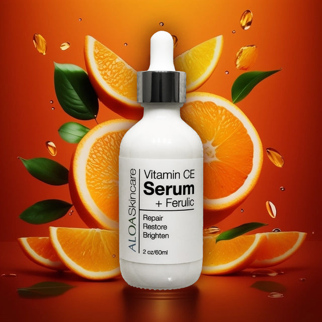 ALOA Skincare Vitamin CE Serum + Ferulic for anti aging skin with Bakuchiol a natural retinol alternative